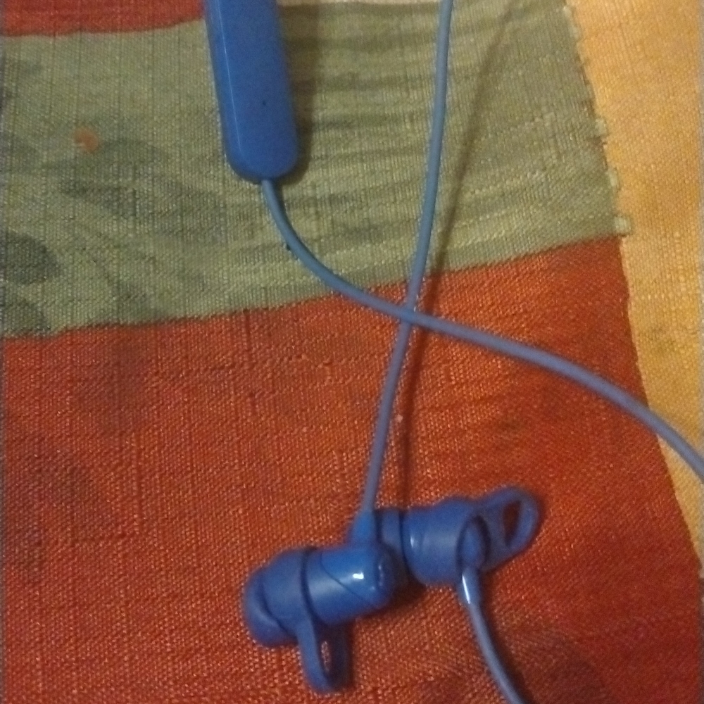 Blue Bluetooth wireless headphones